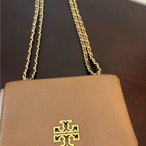 Tory Burch Tan Leather Crossbody with Gold Chain